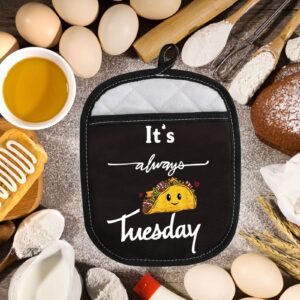 LEVLO Funny Taco Life Oven Mitt with Hot Pads Taco Lover Gift It's Always Taco Tuesday Pot Holder for Friend Family (Taco Tuesday)