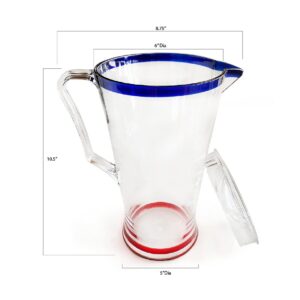 Lily's Home Shatterproof Plastic Pitcher with Color Rim, the Large Capacity Makes it Excellent for Parties, Both Indoor and Outdoor, Clear 100 Ounces (Pitcher Only)