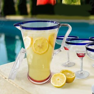 Lily's Home Shatterproof Plastic Pitcher with Color Rim, the Large Capacity Makes it Excellent for Parties, Both Indoor and Outdoor, Clear 100 Ounces (Pitcher Only)