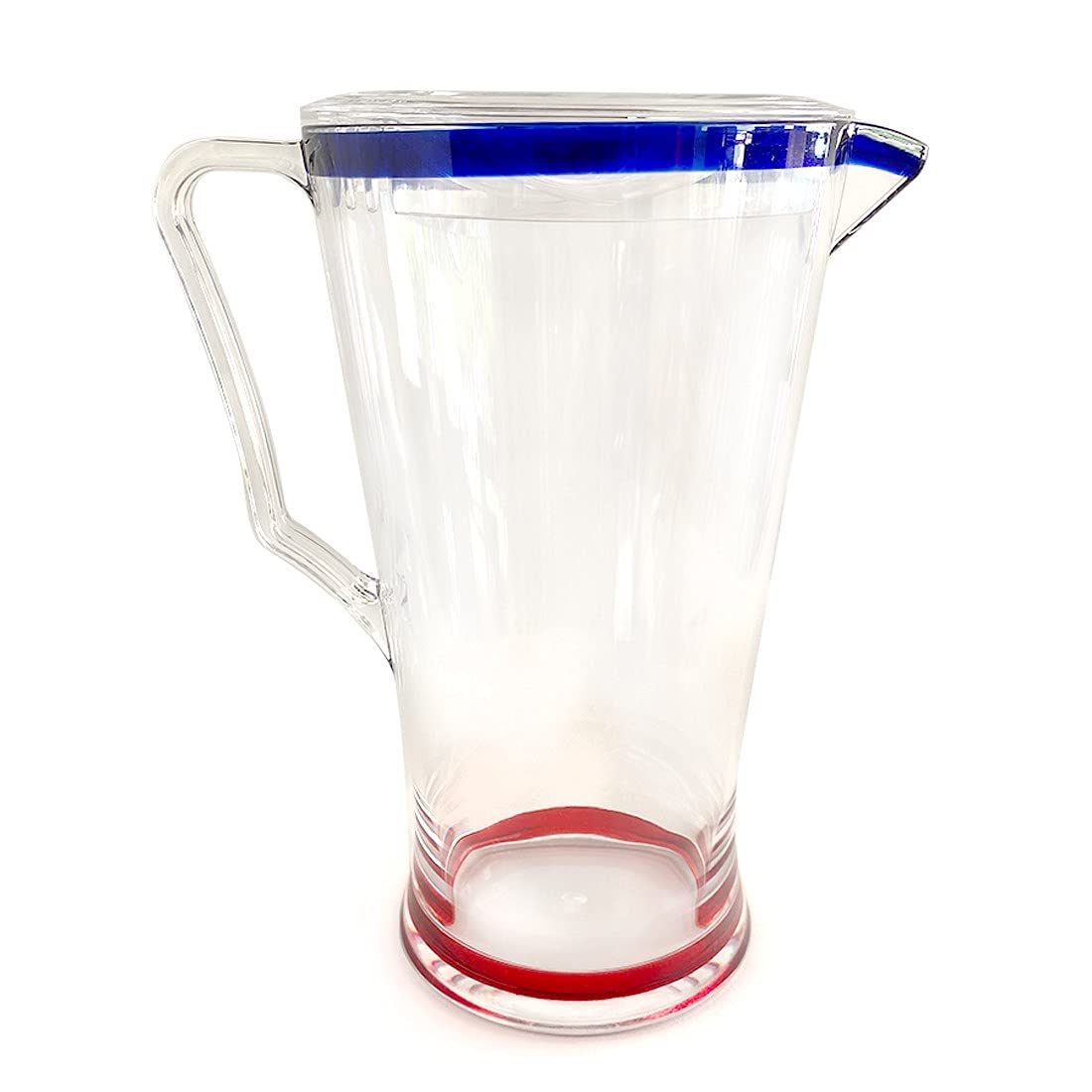 Lily's Home Shatterproof Plastic Pitcher with Color Rim, the Large Capacity Makes it Excellent for Parties, Both Indoor and Outdoor, Clear 100 Ounces (Pitcher Only)