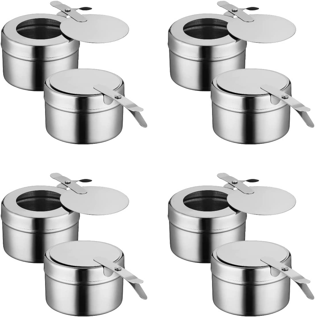 DOITOOL 8Pack Stainless Steel Fuel Holders, Chafing Fuel Holders with Cover, Fuel Holder for Chafing Dish, and Buffet, Barbecue, Party Supplies