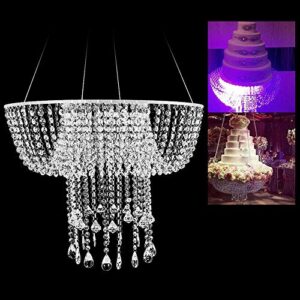 Romantic Wedding Crystal Chandelier Style Drape Suspended Cake Swing Hanging Crystal Cake Rack Cake Swing Stand for Tea Party Wedding Birthday (Crystal, Diameter 60cm/23.6in)