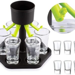 HITNEXT 6 Plastic Shot Dispenser and Holder, Shot Buddy Dispenser, Liquor Pourer Shot Glasses Bar Glasses Dispenser for Filling Drink, Beverage, Cider, Cocktail