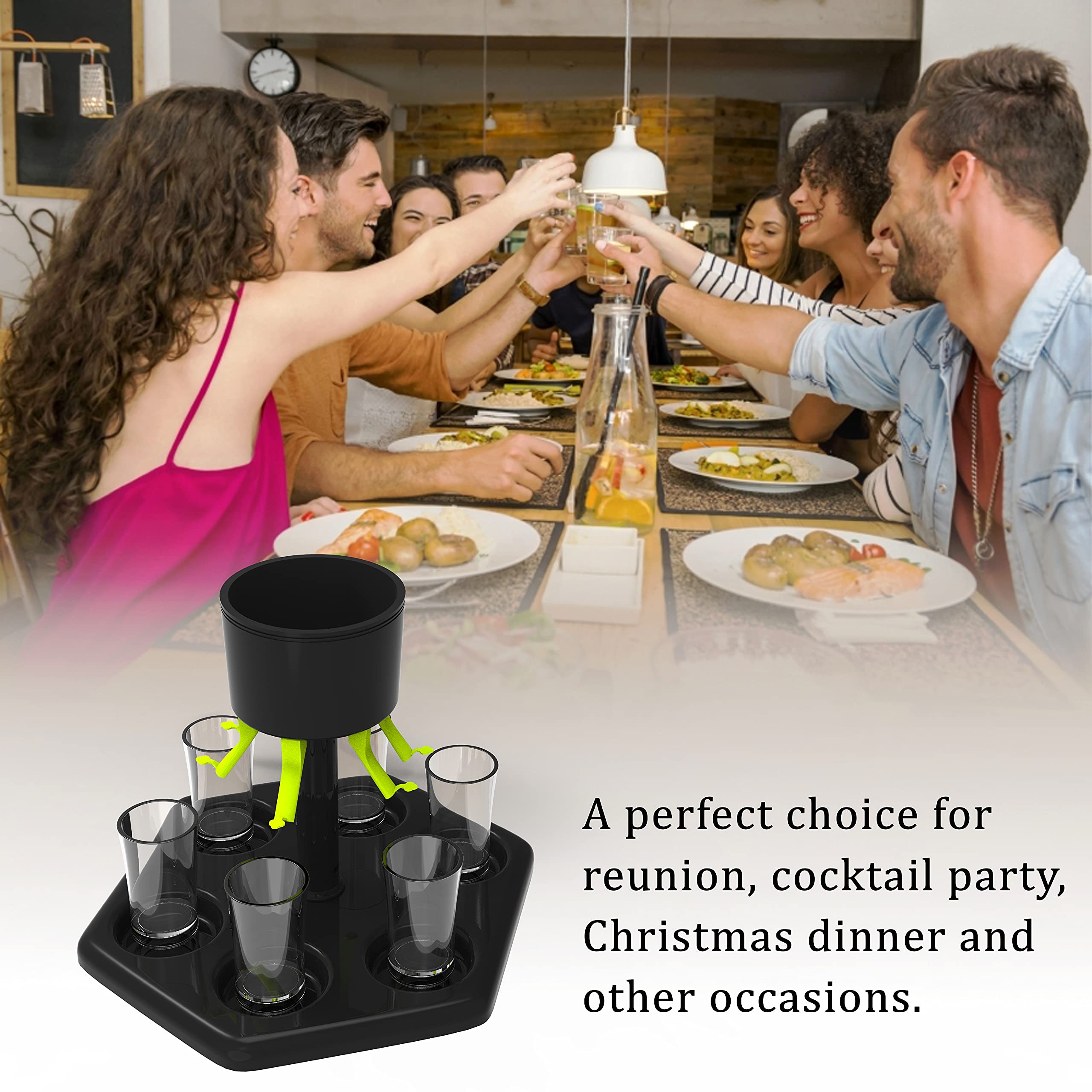 HITNEXT 6 Plastic Shot Dispenser and Holder, Shot Buddy Dispenser, Liquor Pourer Shot Glasses Bar Glasses Dispenser for Filling Drink, Beverage, Cider, Cocktail