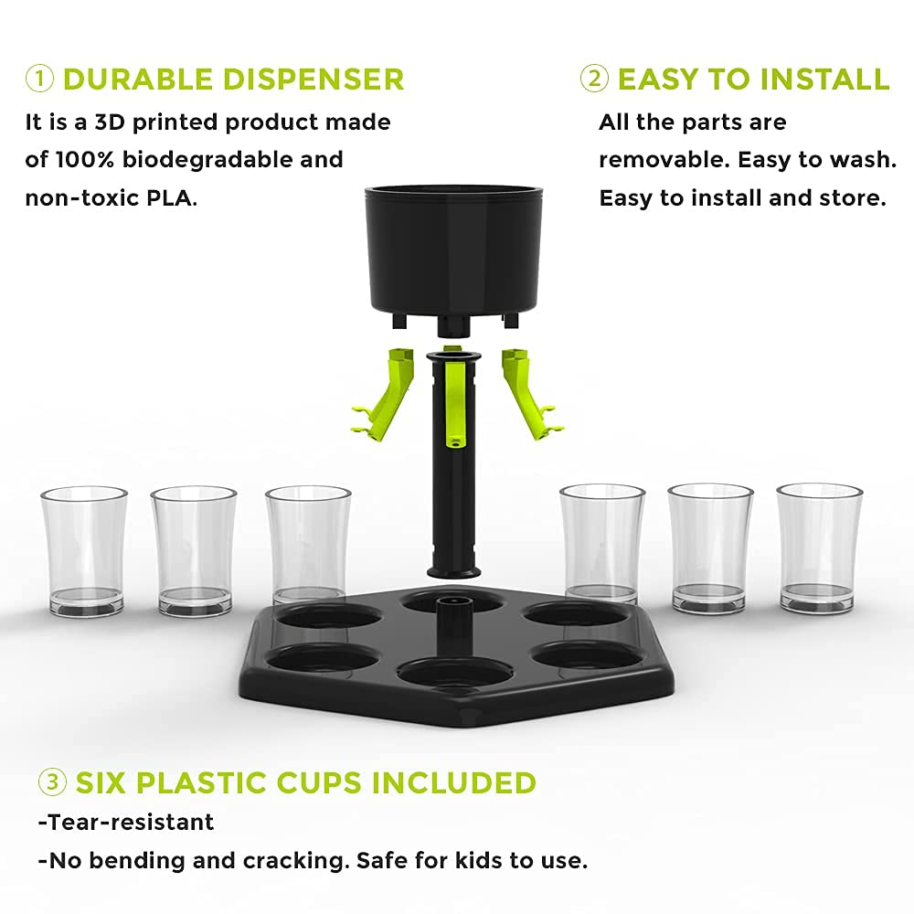 HITNEXT 6 Plastic Shot Dispenser and Holder, Shot Buddy Dispenser, Liquor Pourer Shot Glasses Bar Glasses Dispenser for Filling Drink, Beverage, Cider, Cocktail