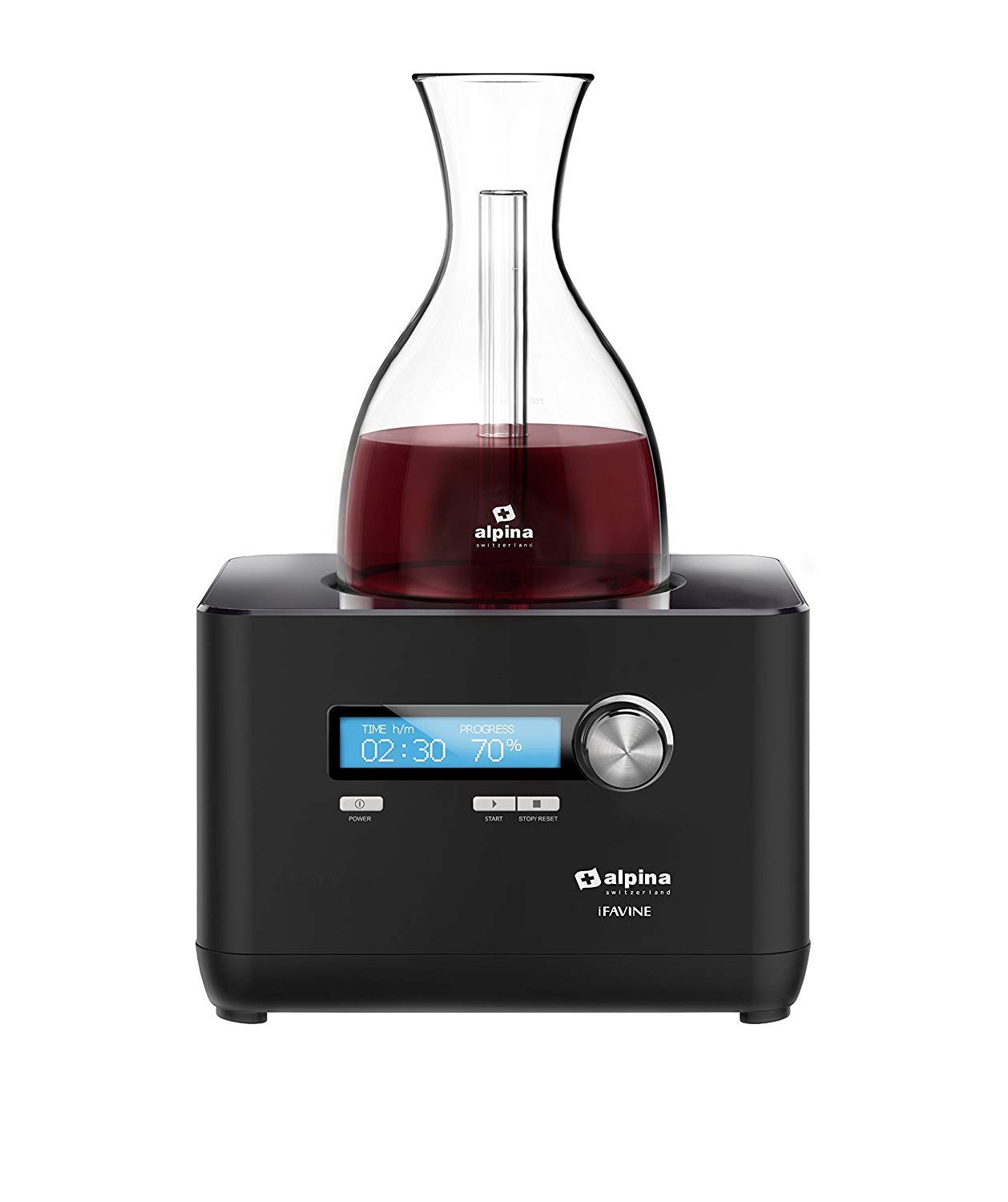 Alpina iFavine iSommelier Smart Electric Super Speed Wine Aerating Decanter Reduces Decanting Time to Seconds Black