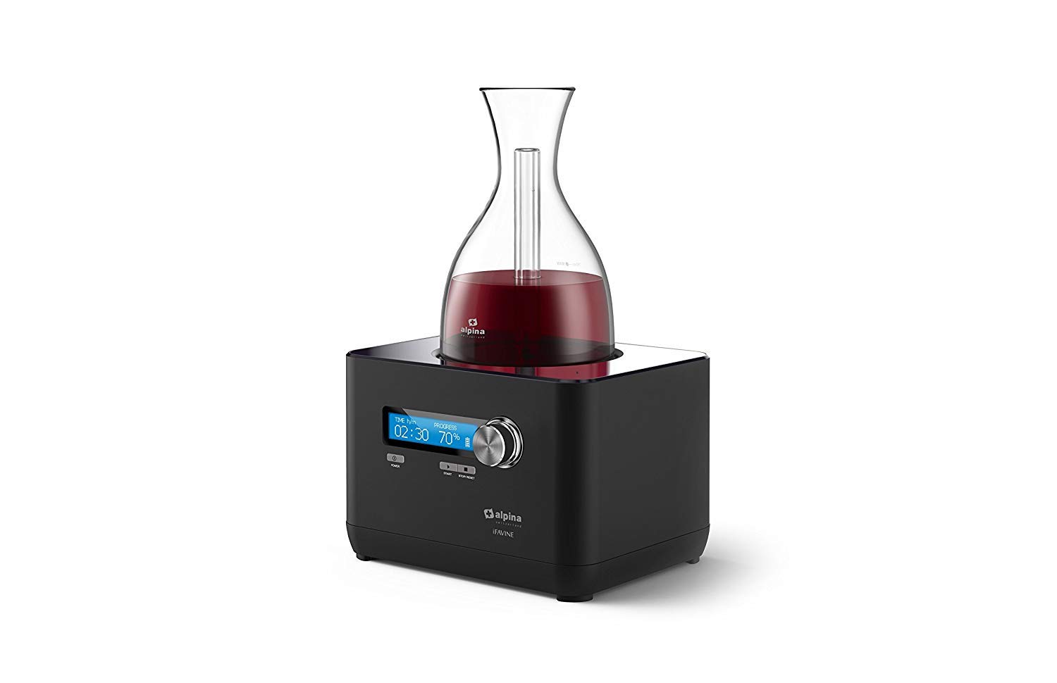 Alpina iFavine iSommelier Smart Electric Super Speed Wine Aerating Decanter Reduces Decanting Time to Seconds Black