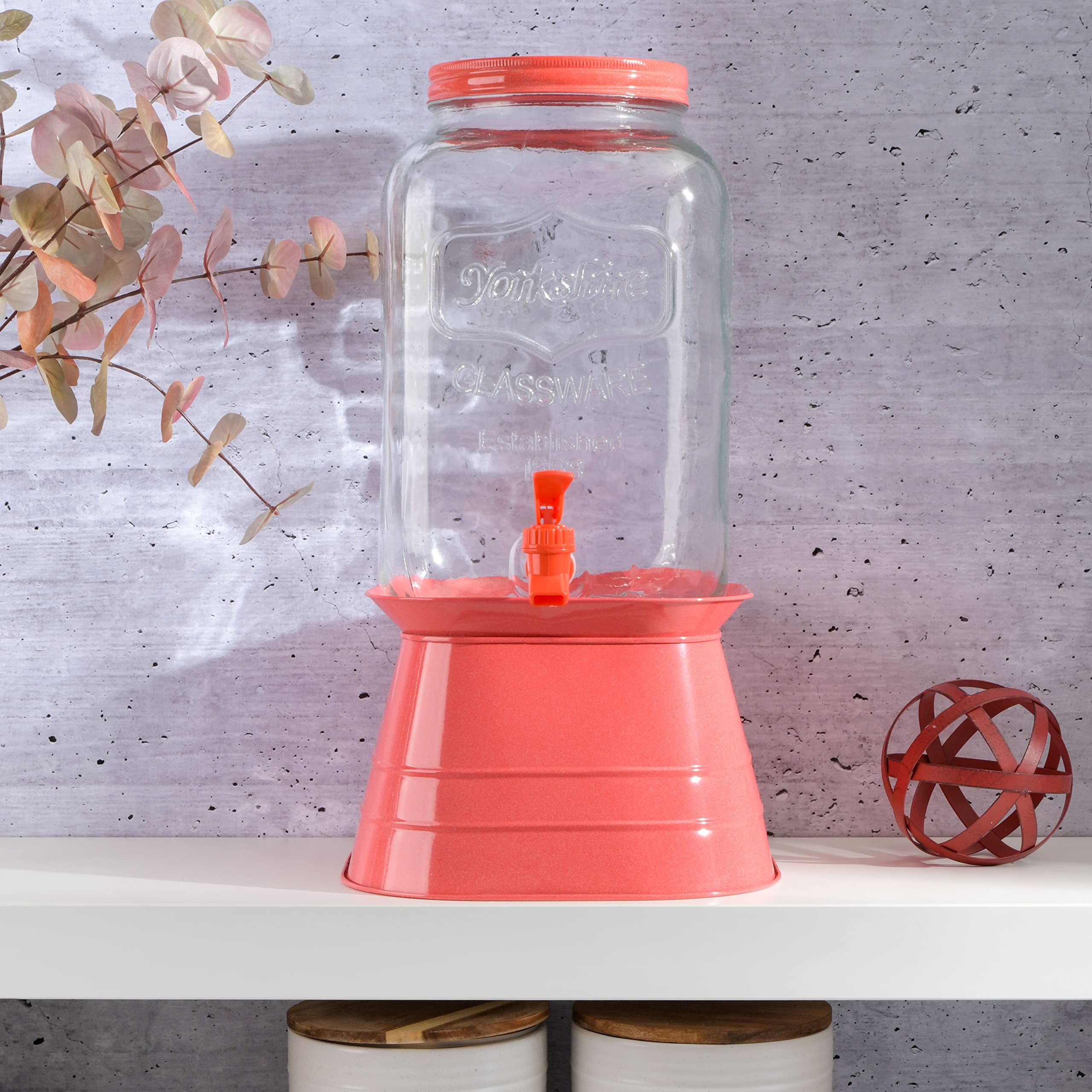 Gibson Home Chiara Coral 2 GL Mason Beverage Dispenser