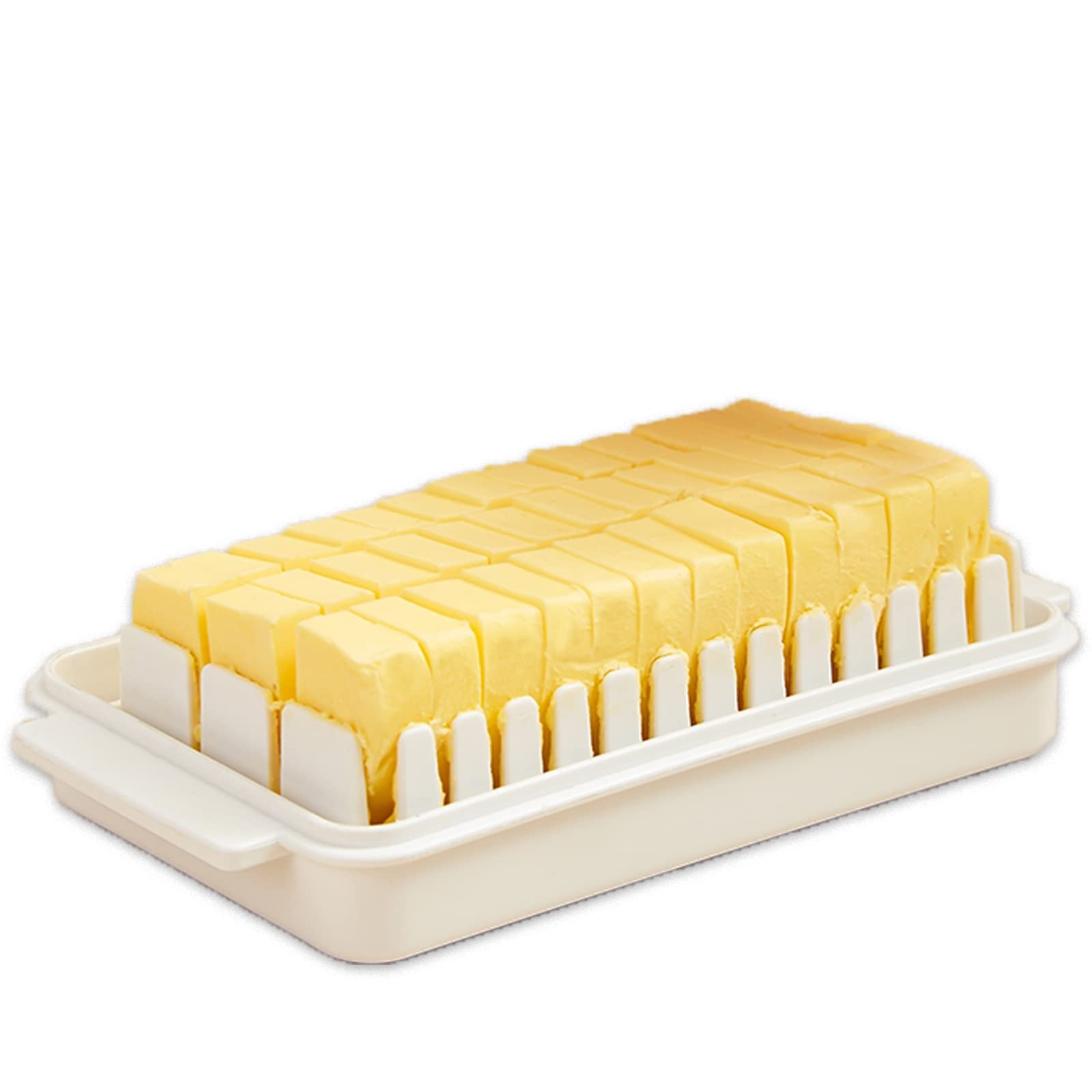 Fuuc Butter Dish With Lid ,Quantitative Cutting Plastic Butter Dish ,Easy to Clean Butter Dish for Refrigerator ,for(≈4.72in x2.6in x 1.3in) Size of Butter