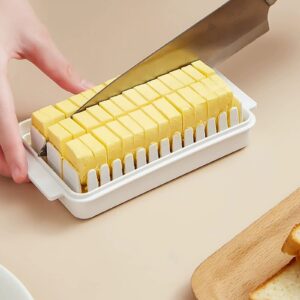 Fuuc Butter Dish With Lid ,Quantitative Cutting Plastic Butter Dish ,Easy to Clean Butter Dish for Refrigerator ,for(≈4.72in x2.6in x 1.3in) Size of Butter