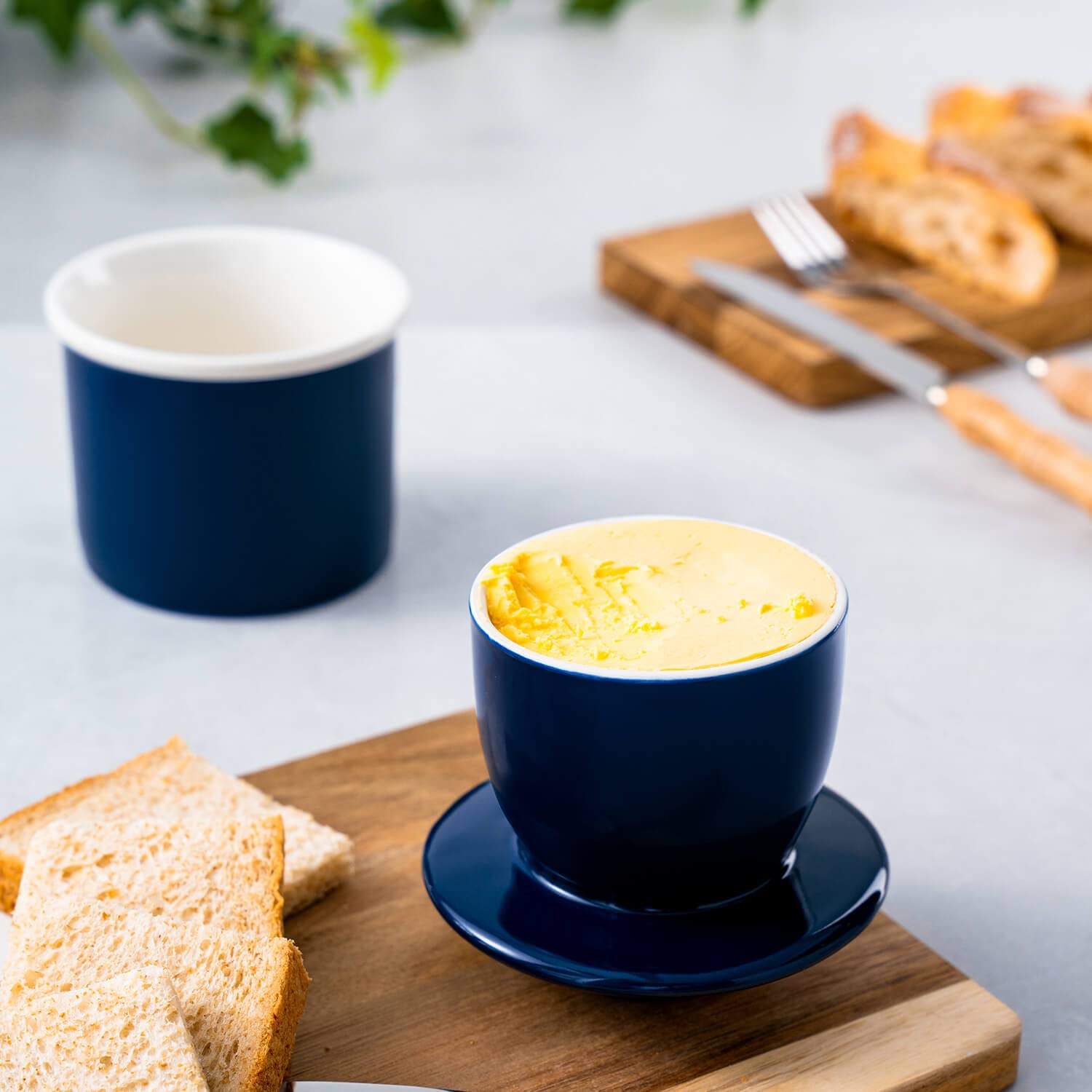 Sweese French Butter Dish with Lid - Butter Crock for Counter with Water Line for Spreadable Butter - No More Hard Butter - Navy