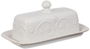 lenox french perle covered butter dish, white -