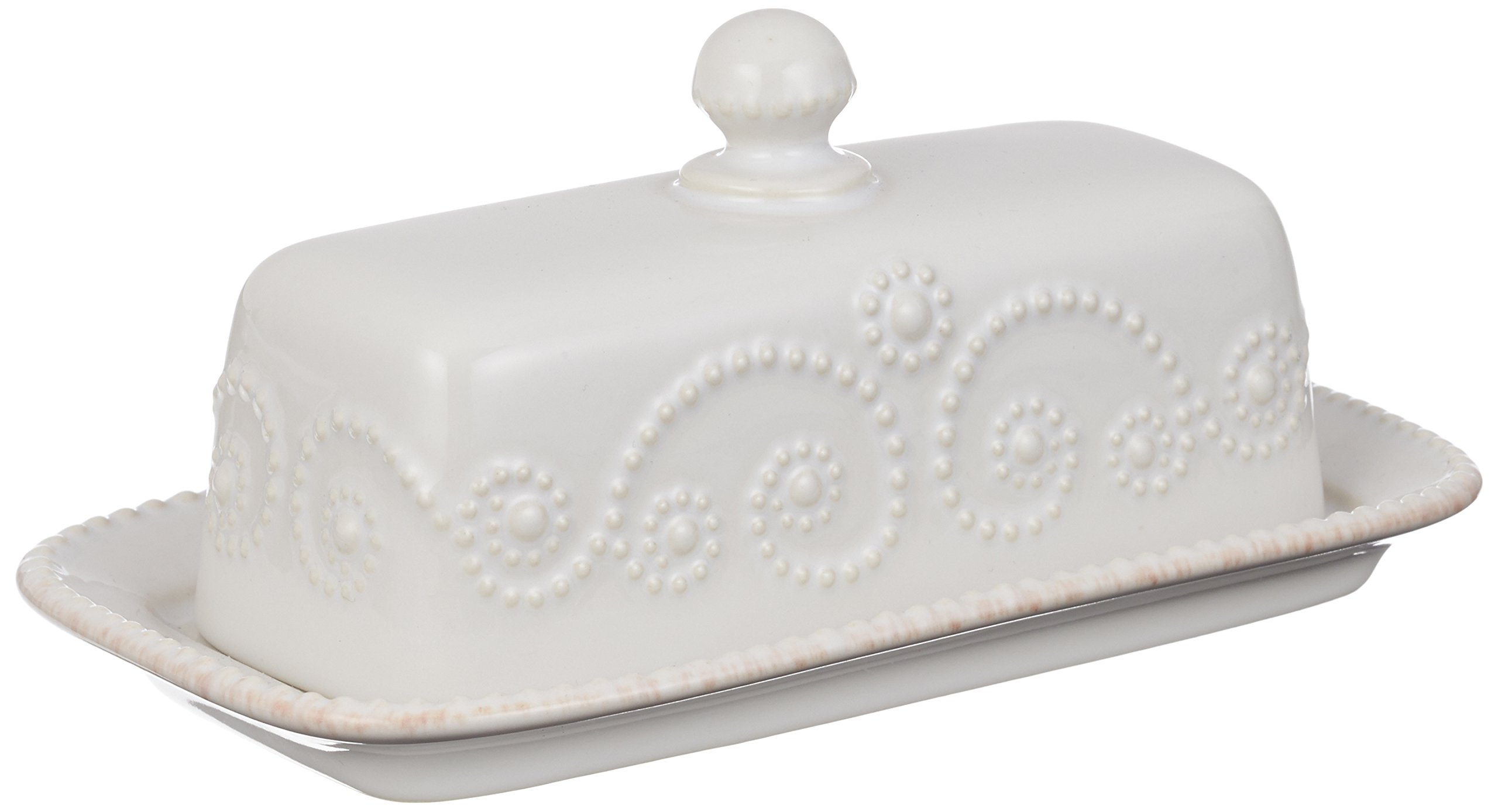 Lenox French Perle Covered Butter Dish, White -