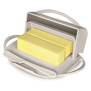 Butterie Flip-Top Butter Dish and Toaster Tongs Bundle (Ivory)