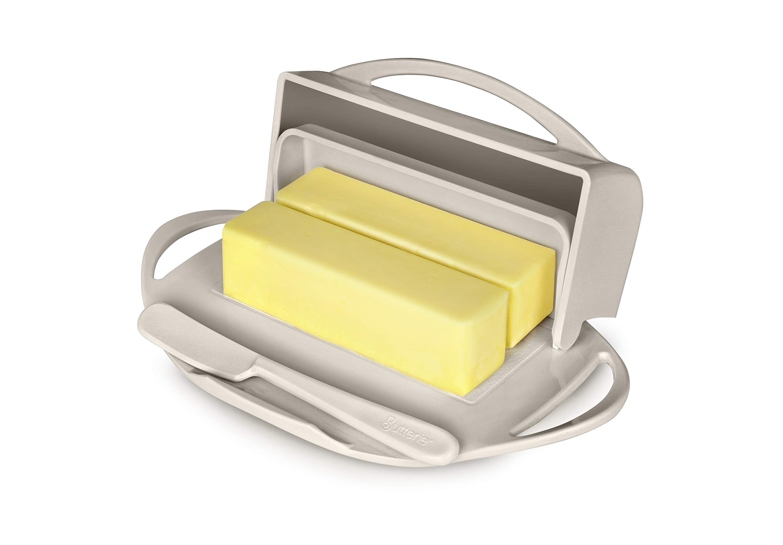 Butterie Flip-Top Butter Dish and Toaster Tongs Bundle (Ivory)