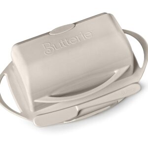 Butterie Flip-Top Butter Dish and Toaster Tongs Bundle (Ivory)