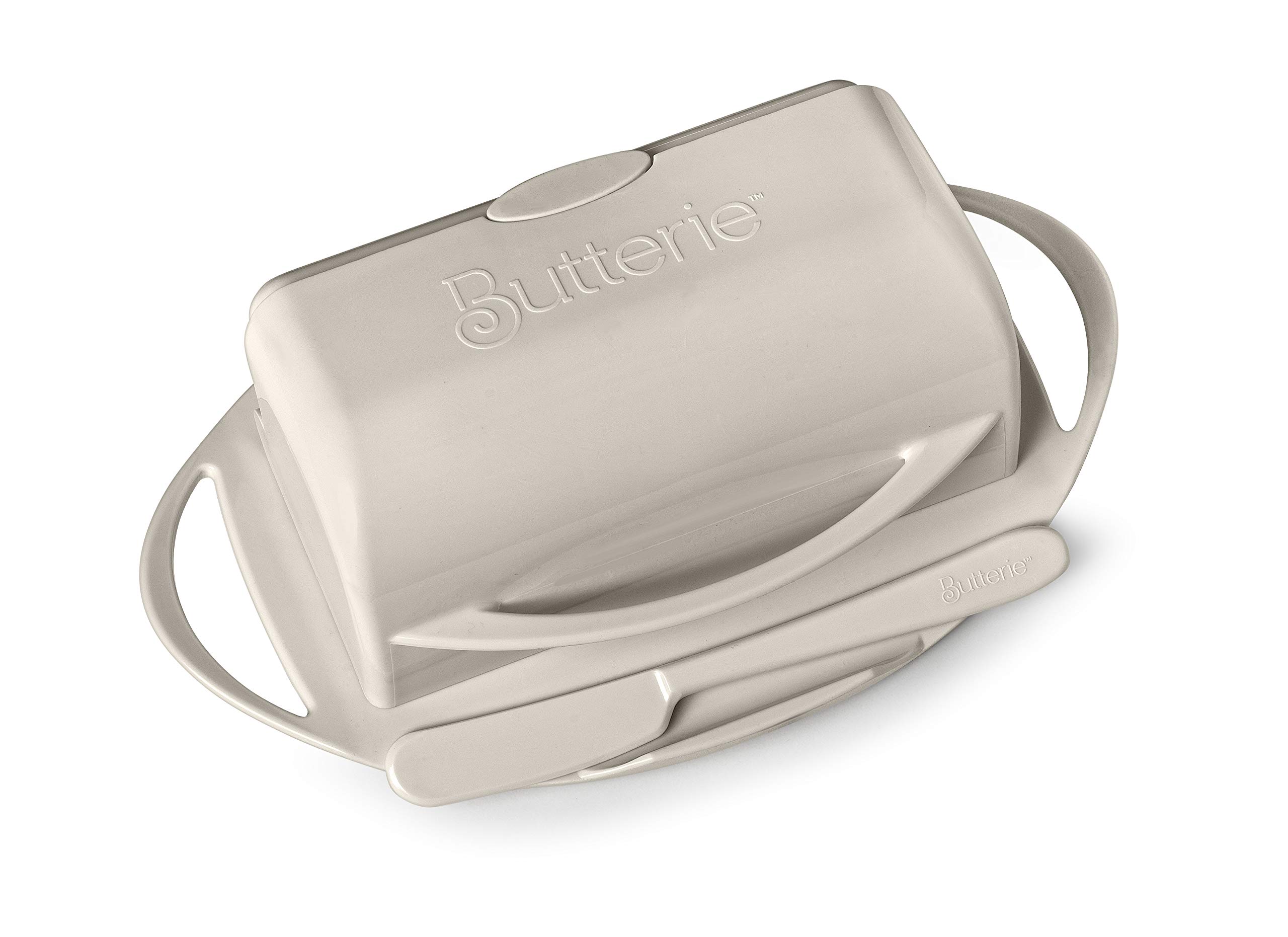 Butterie Flip-Top Butter Dish and Toaster Tongs Bundle (Ivory)