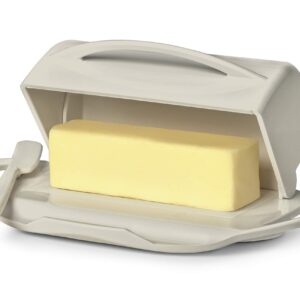 Butterie Flip-Top Butter Dish and Toaster Tongs Bundle (Ivory)