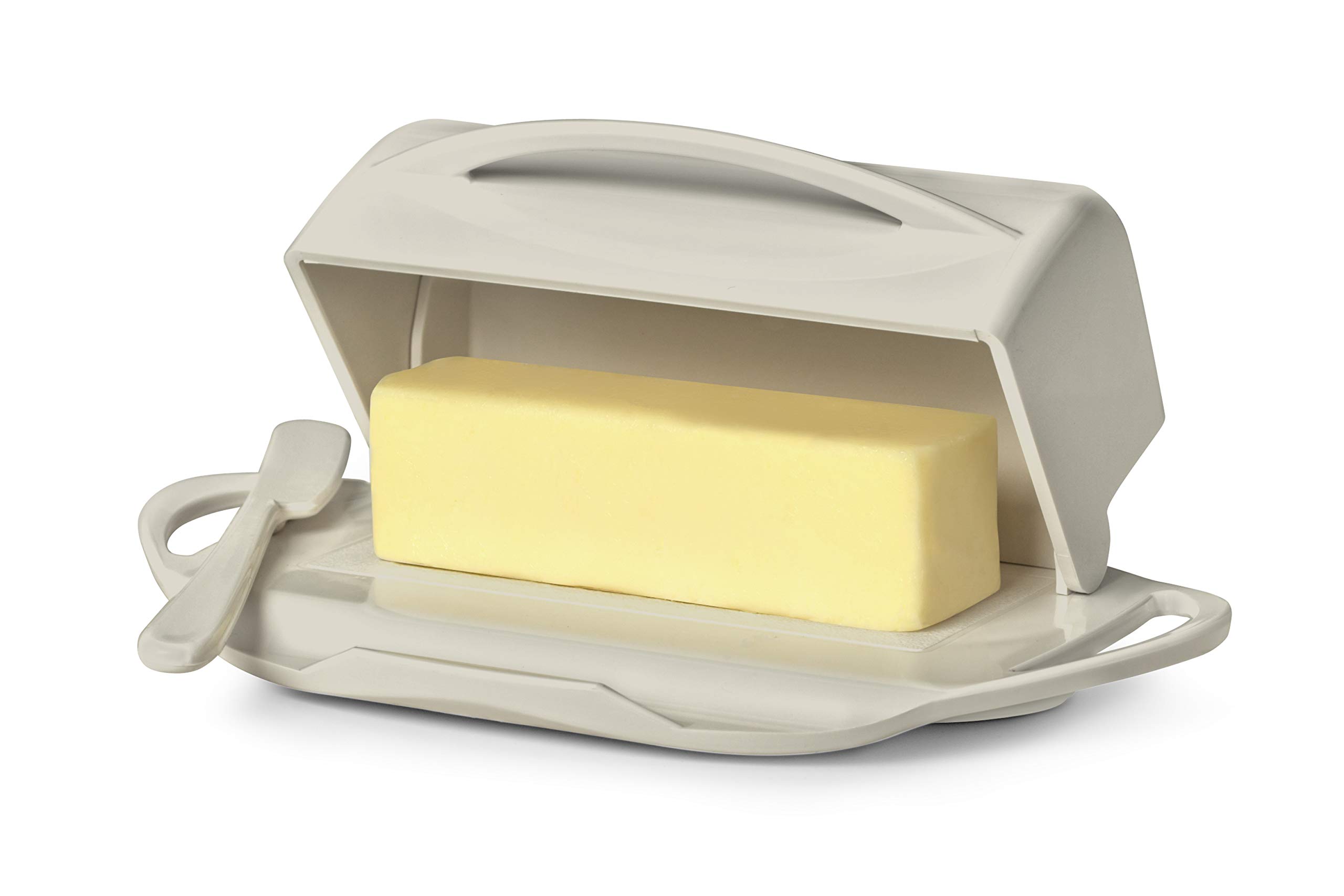 Butterie Flip-Top Butter Dish and Toaster Tongs Bundle (Ivory)