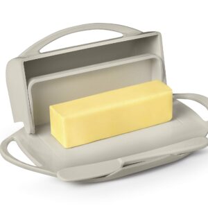 Butterie Flip-Top Butter Dish and Toaster Tongs Bundle (Ivory)