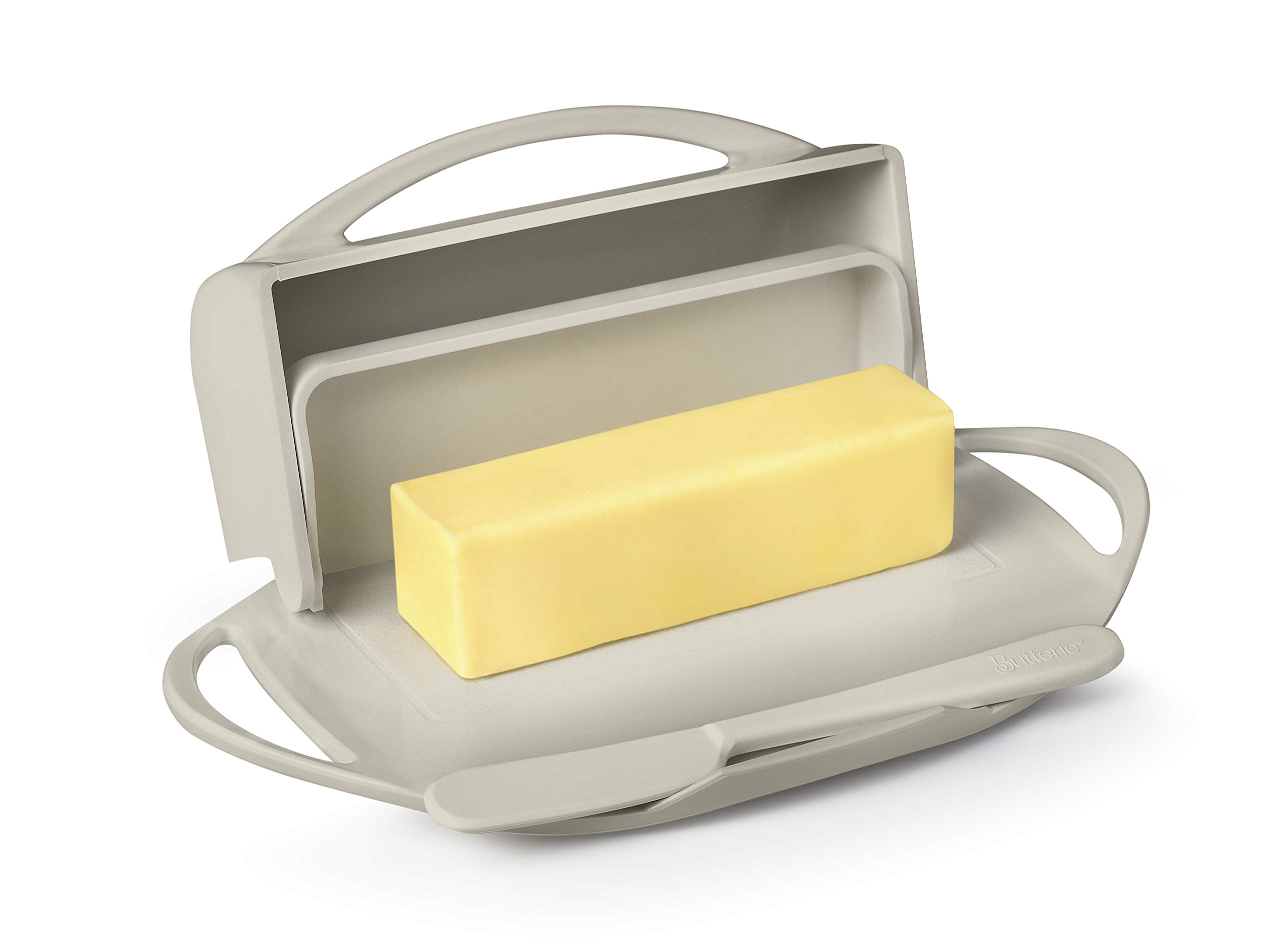 Butterie Flip-Top Butter Dish and Toaster Tongs Bundle (Ivory)