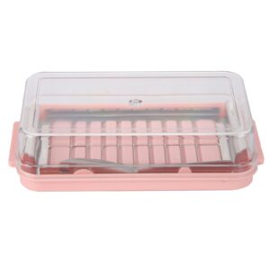 butter cutter container,cutter style butter case,stainless steel butter storage box,cheese storage box with transparent cover, butter cutter container, kitchen supplies for home kitchen(pink)
