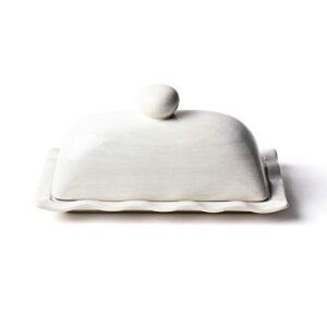 Coton Colors Signature White Ruffle Butter Dish