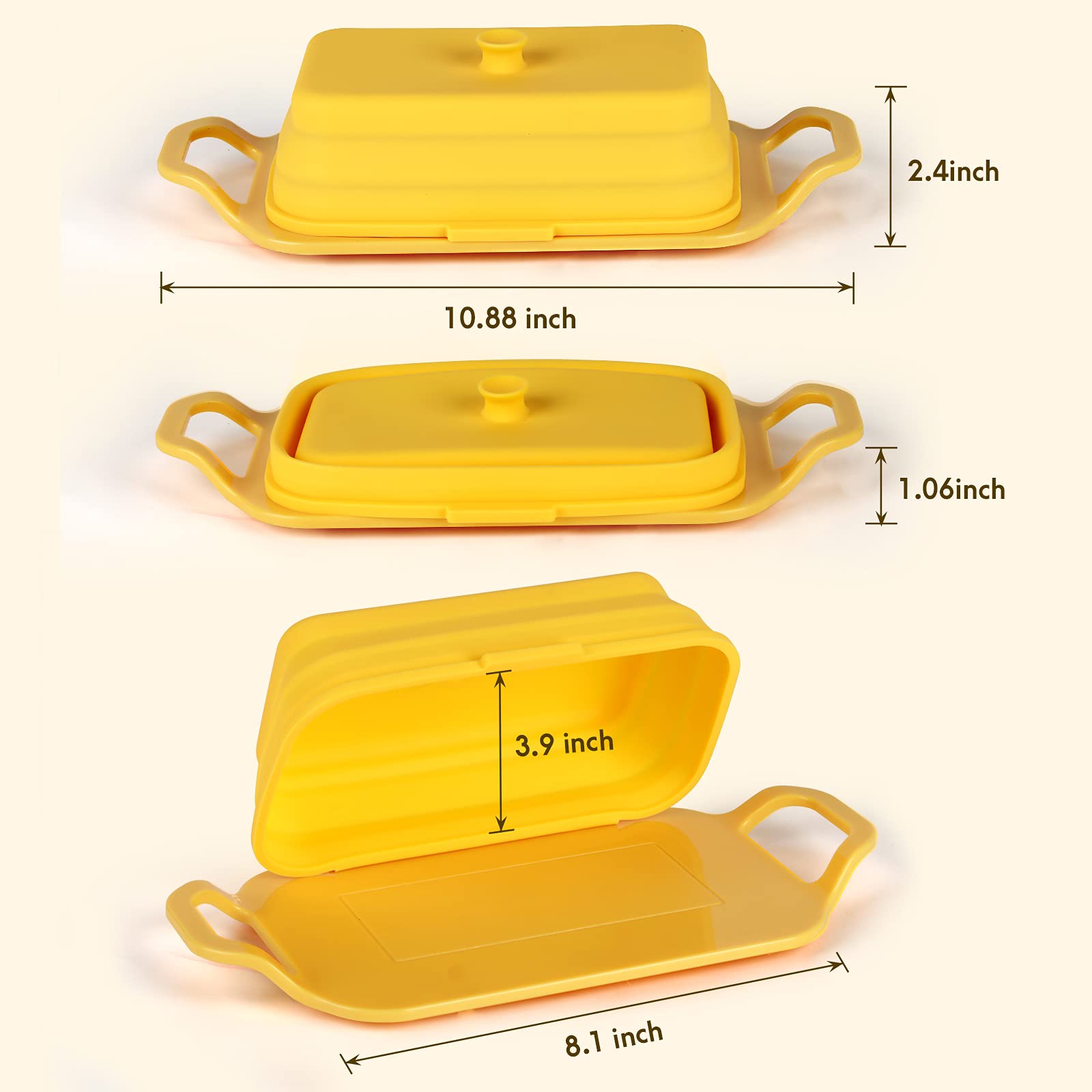 MOZPUS Butter Dish, Stretch Collapsible Silicone Lid Silica Gel Butter Tray butter Dish box - With Silicone Scraper