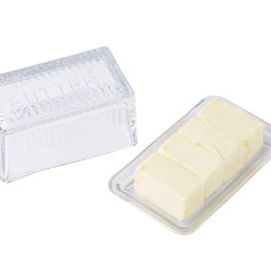 Tablecraft Double Dish, Clear Glass, Embossed Butter, 6.5 x 4 x 3.5