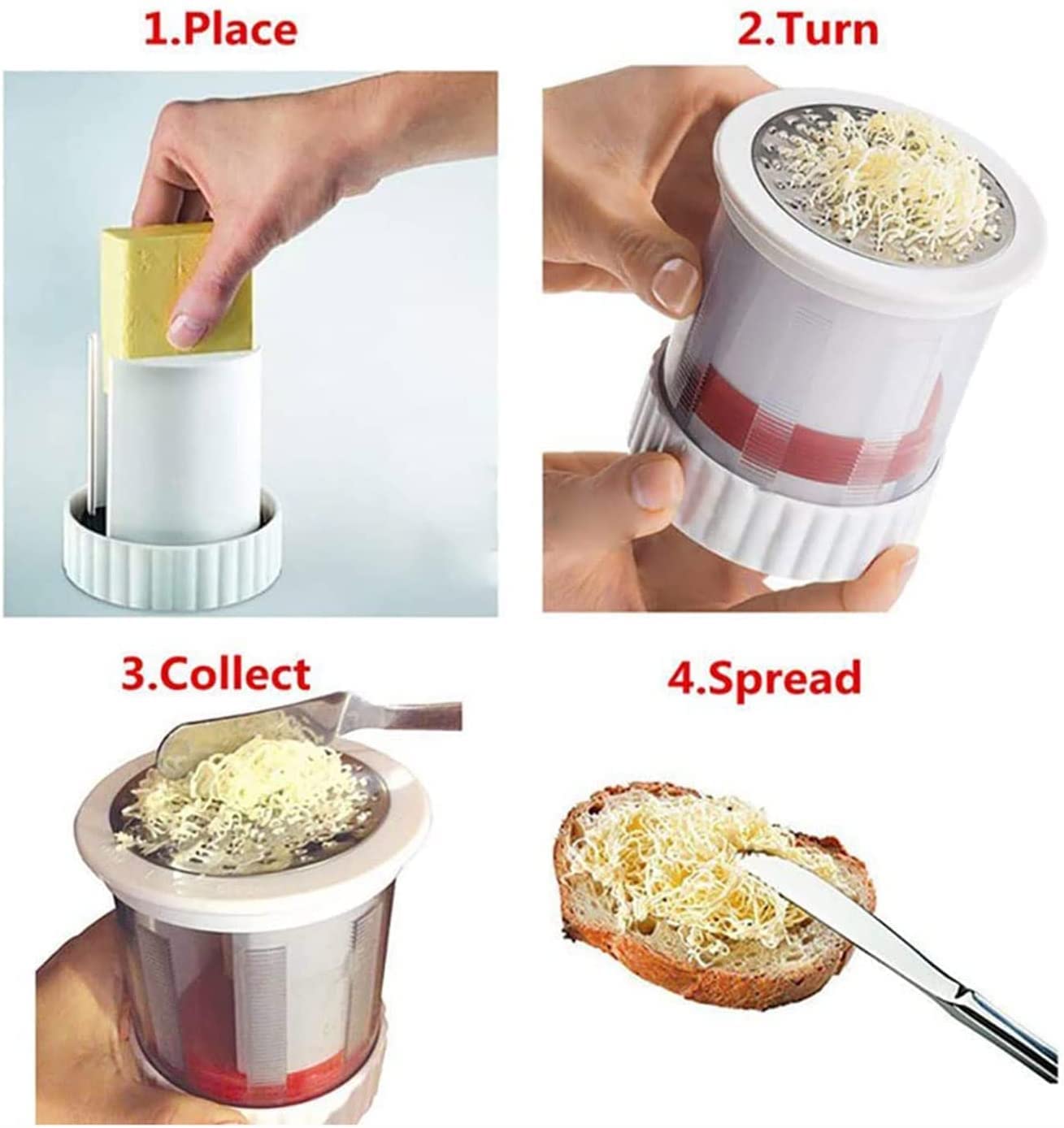 liuxingran Manual Cheese Slicer Chese Cutter Butter Gadgets Spreadable Butter Cheese Gadgets Grater Mill with Lid Butter Dispenser-1PC Fruit Shredder