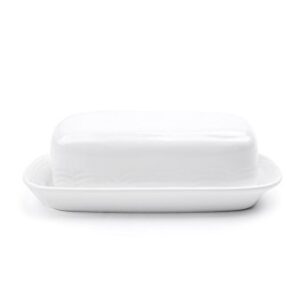 Fox Run Butter Dish, White Stoneware