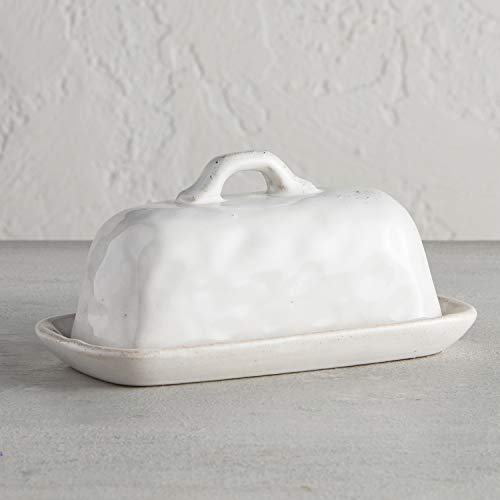 47th & Main Classic Glazed Pottery Style Porcelain Butter Dish, One Size, White