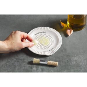 Mud Pie 40470003 Circa Garlic Grater, Dish 5.25" Dia | Brush 4.5", 5 1/4" 4 1/2", White