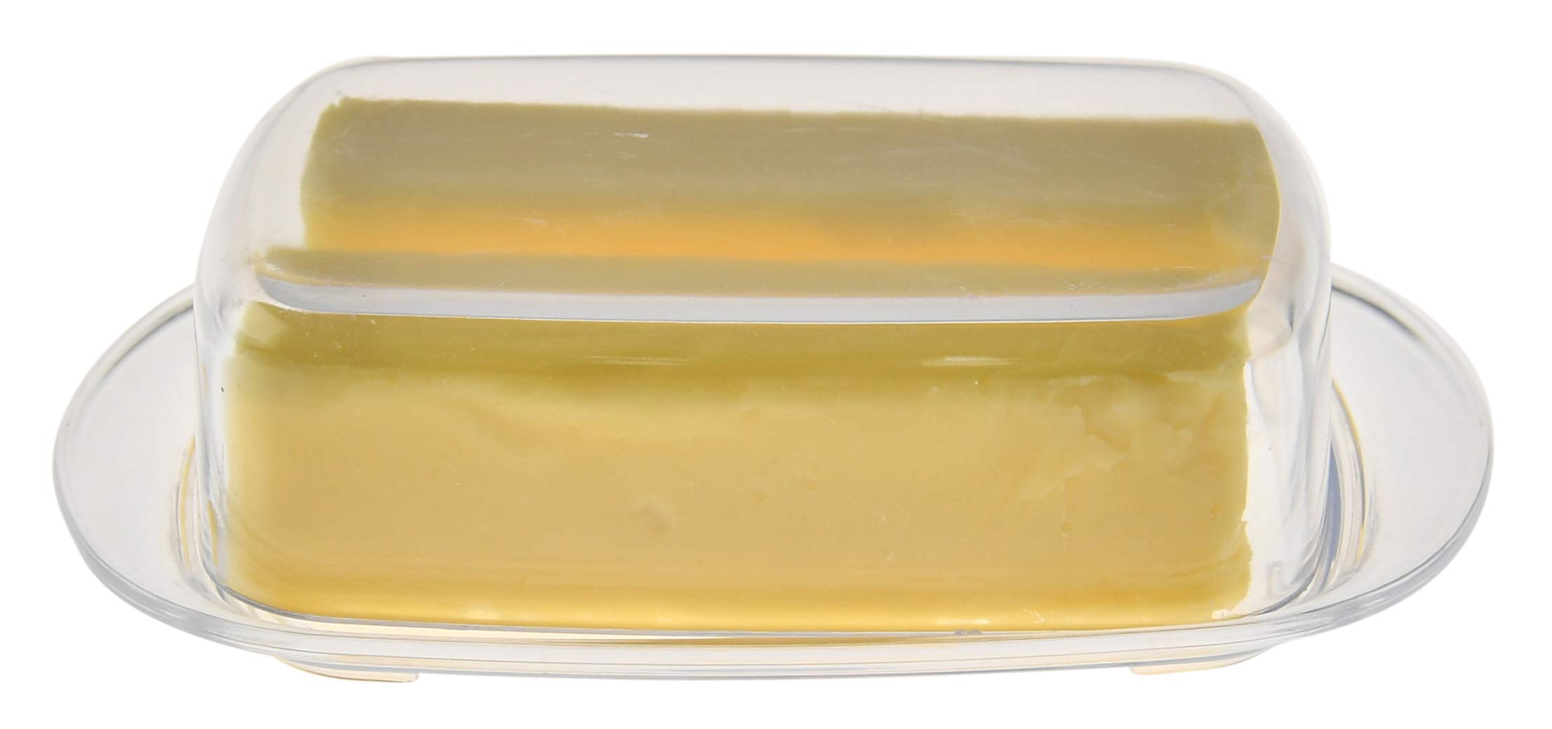 HOME-X Clear Acrylic Butter Dish with Cover, Plastic Covered Cheese Holder with Tray