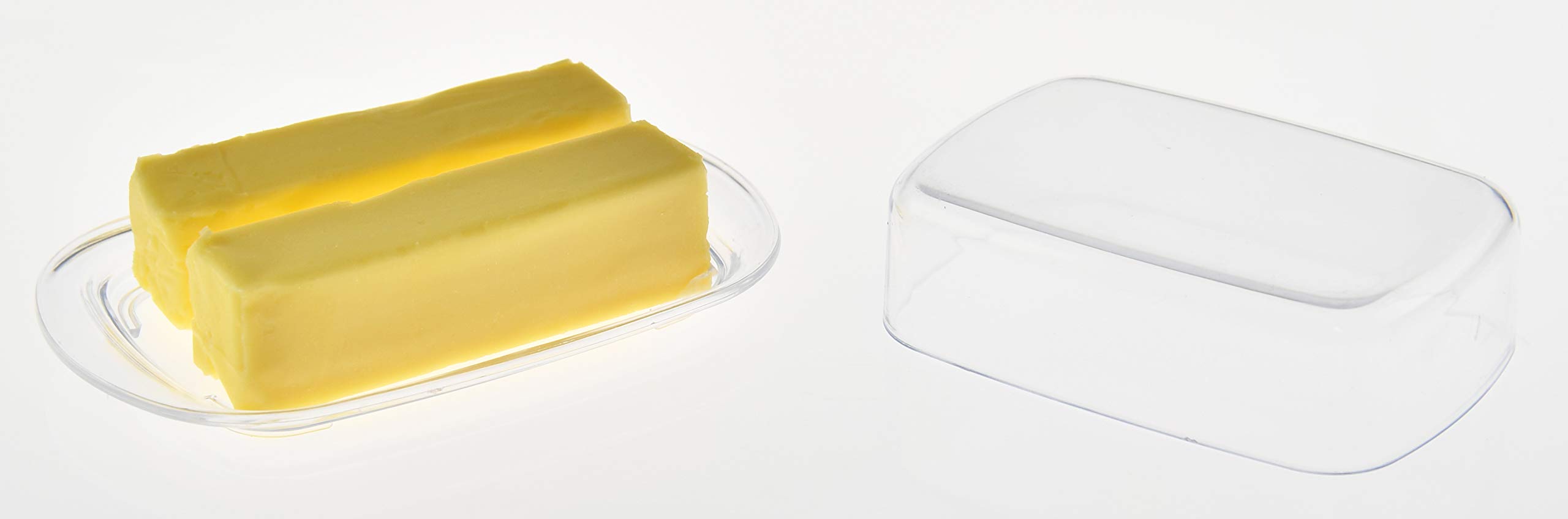 HOME-X Clear Acrylic Butter Dish with Cover, Plastic Covered Cheese Holder with Tray