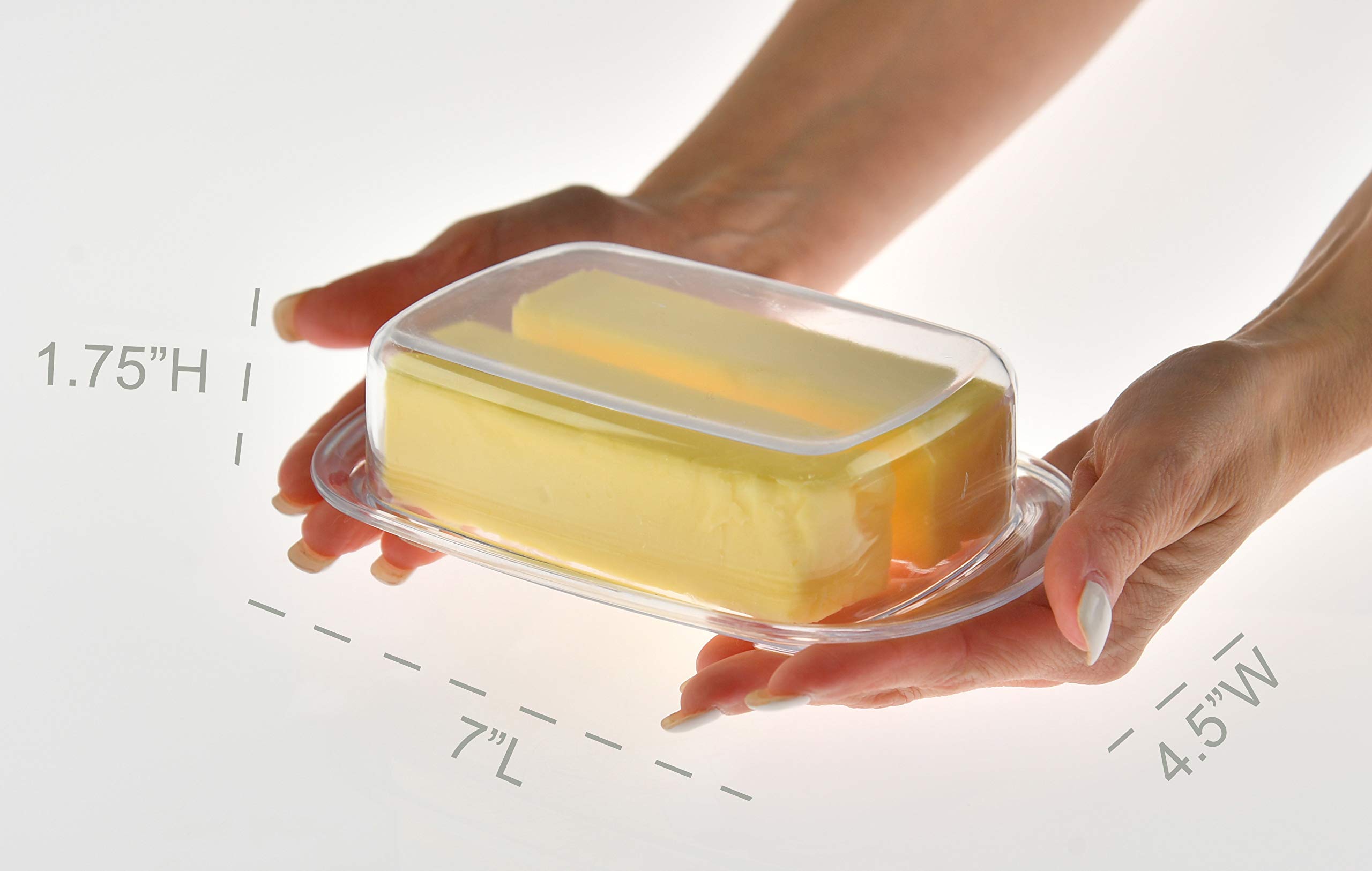 HOME-X Clear Acrylic Butter Dish with Cover, Plastic Covered Cheese Holder with Tray