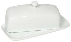 now designs stoneware rectangle butter dish with lid, white 4.5 x 8 in