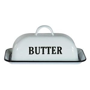 vip home and garden metal enamel butter dish with gloss finish