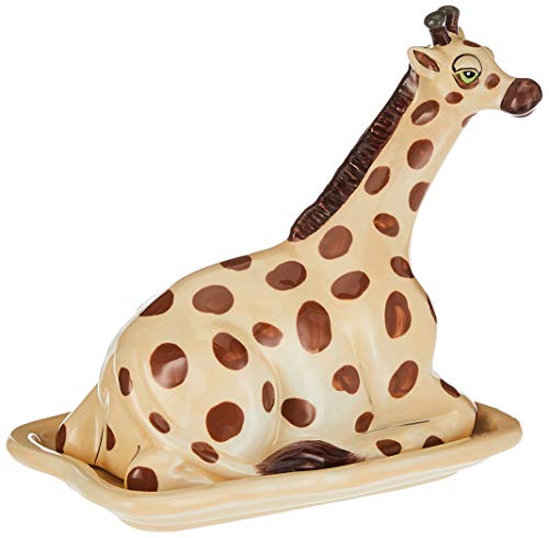 Blue Sky Ceramic 7.75"X5"X6.75" 7.75" x 5" x 6.75" Giraffe Butter Dish, Multi