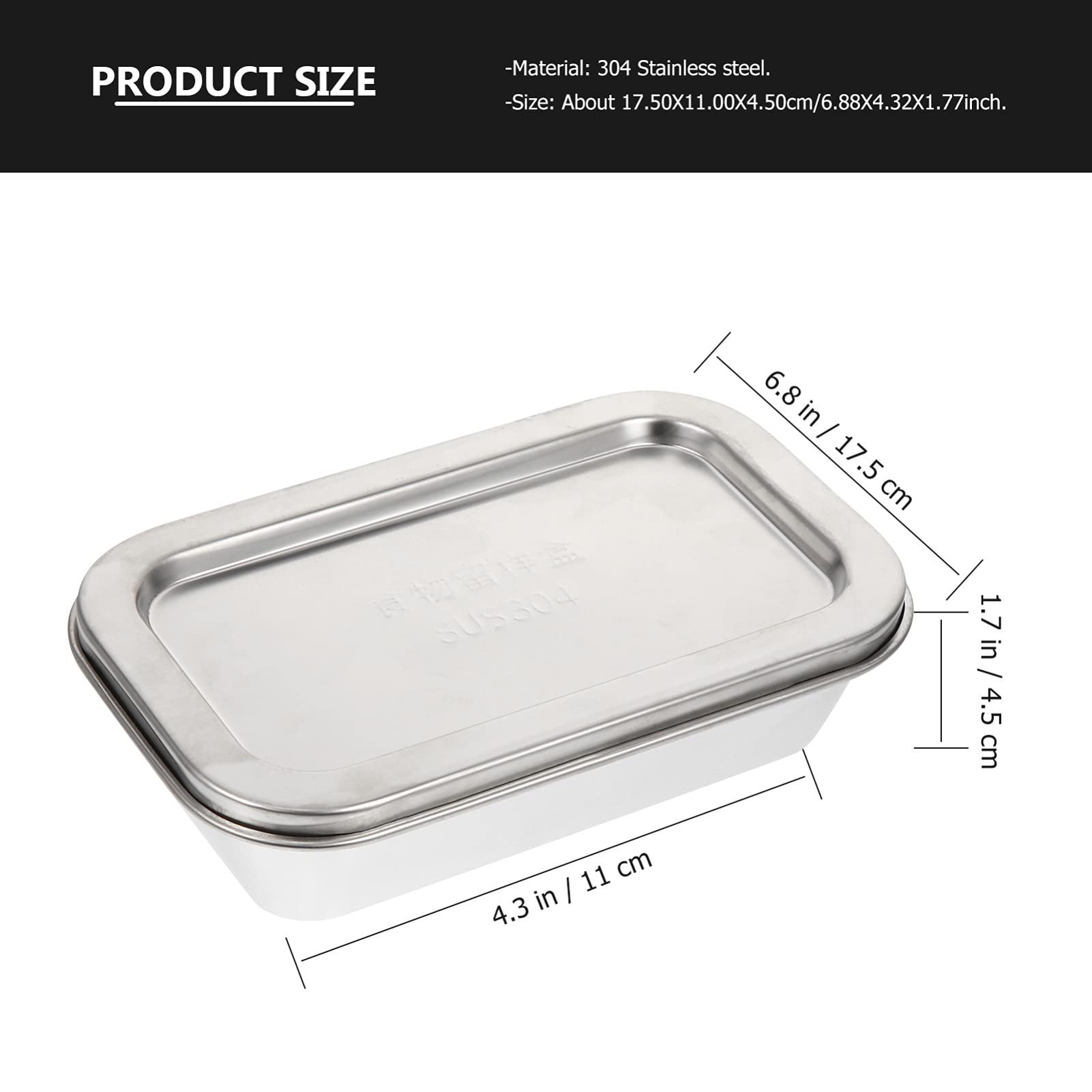 Cabilock 1pc Box Stainless Steel Storage Box Container for Food Holder Silver Serving Tray Vegetable Refrigerator Organizer Utensil Case Lid Butter 304 Stainless Steel Sealing Cap