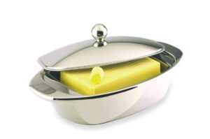 grunwerg double wall butter dish, stainless steel