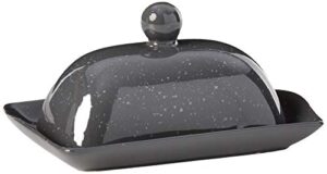 boston warehouse speckleware covered butter dish, standard, charcoal grey