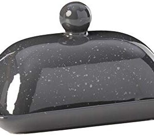 Boston Warehouse Speckleware Covered Butter Dish, Standard, Charcoal Grey