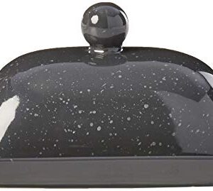 Boston Warehouse Speckleware Covered Butter Dish, Standard, Charcoal Grey