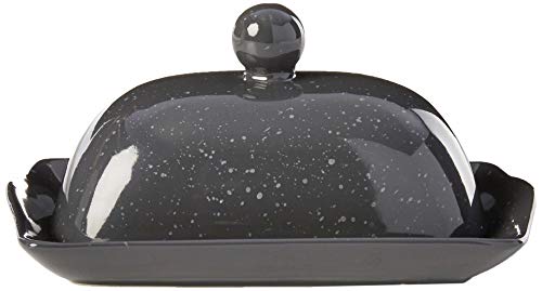 Boston Warehouse Speckleware Covered Butter Dish, Standard, Charcoal Grey