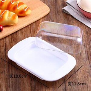 lnndong-White Plastic Butter Plate With Cover, Machine Washable, Including Butter Knife, Durable, Good Sealing, Butter Dish With Lid And Knife, Butter Dish (White Set)