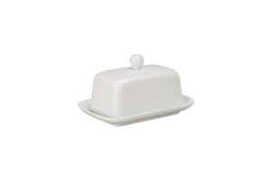 bia cordon bleu covered half-stick butter dish with knob lid, white
