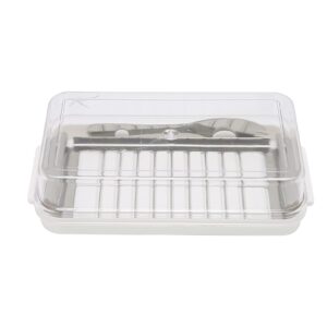 fdit stainless steel butter preservation box butter box with lid, butter partition storage box container with transparent cover for kitchen(1#)