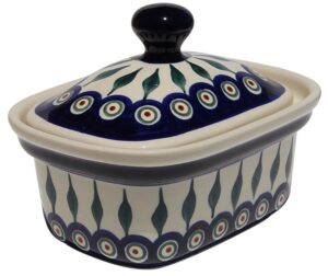 polish pottery butter tub from zaklady ceramiczne boleslawiec 1188-56 classic pattern