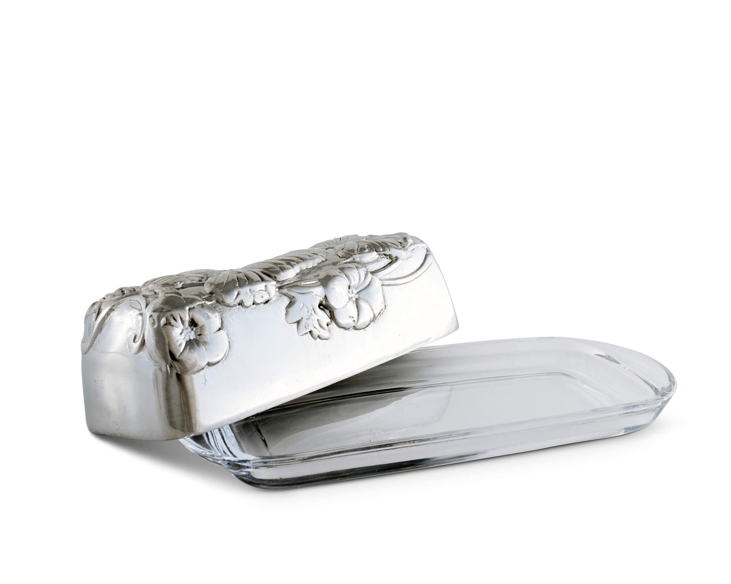 Arthur Court Designs Aluminum Butterfly Covered Butter Cream Cheese Dish Container Keeper with Glass Dish 7 inch Long